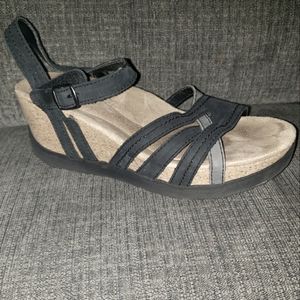 Earth Origins Tonga Tarla Leather Sandal Wedge Cushioned Insole